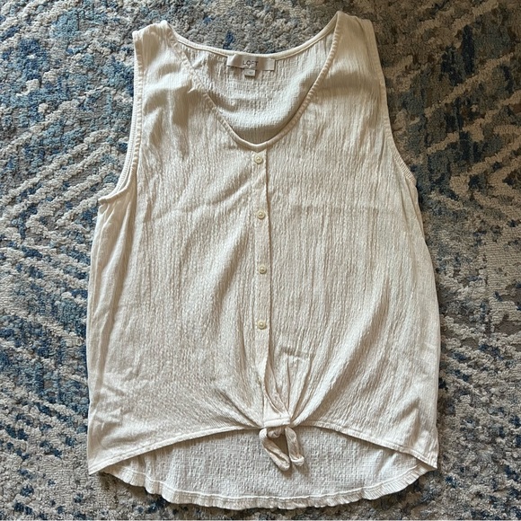🆕 LOFT cream sleeveless blouse size large - Picture 1 of 7
